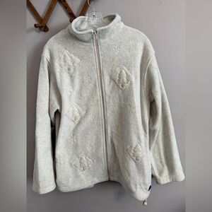Northern Reflections Cream Fleece Embroidered Snowflake Zip Up Medium winter